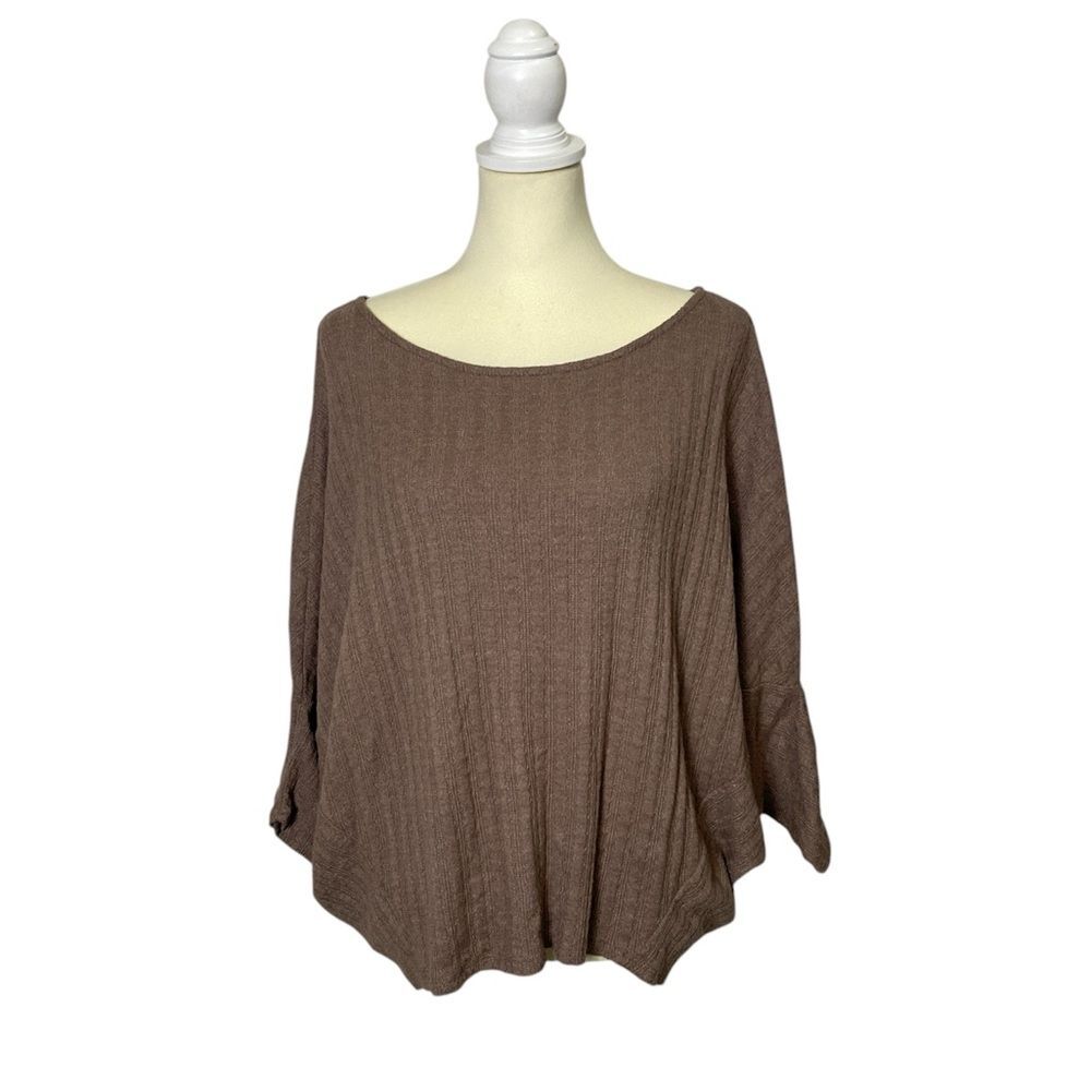 143 Story by Line Up Brown Dolman Sleeve Slouchy Ribbed Knit Top Women's Size S